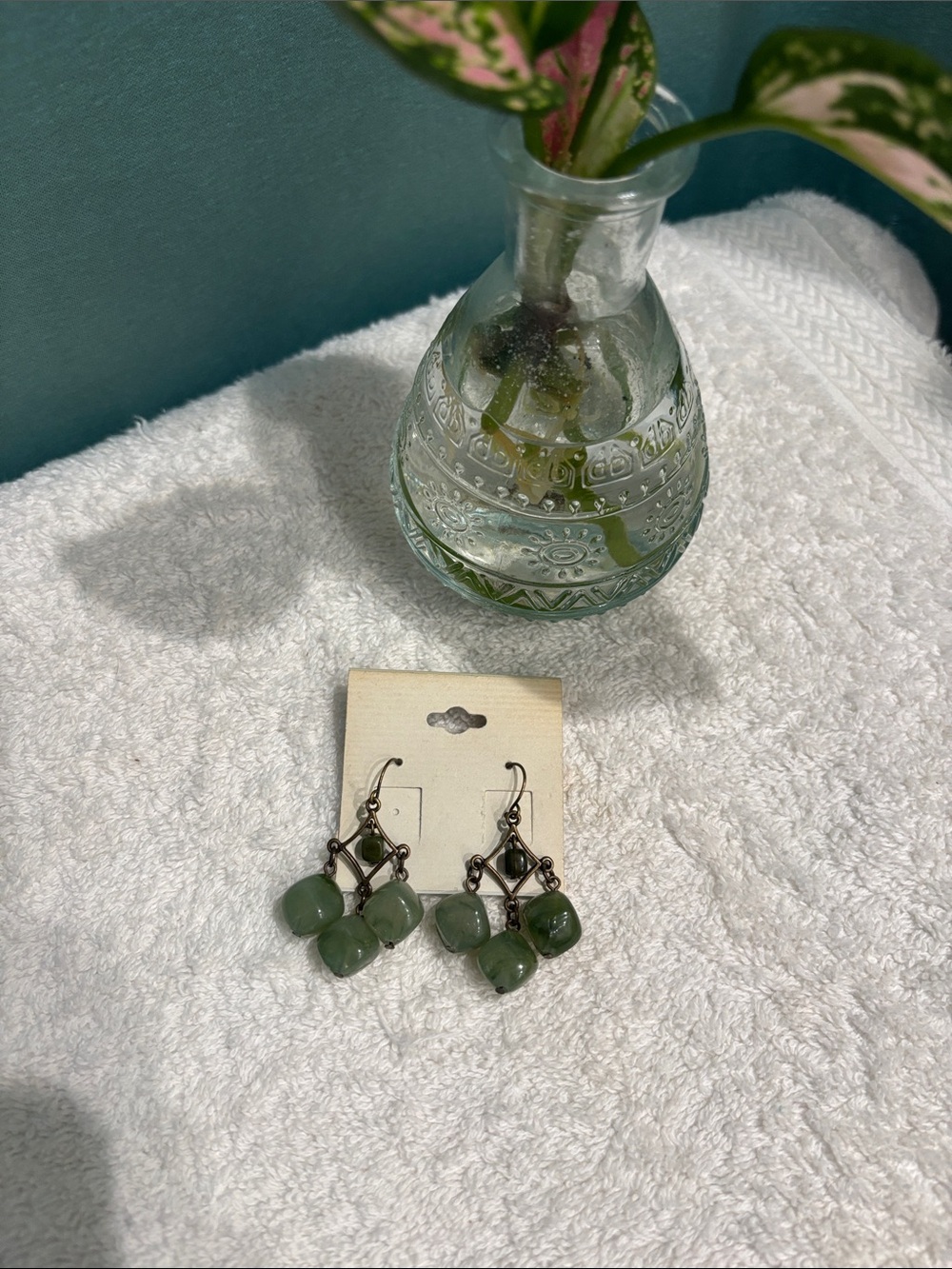 Green Bead Dangle Earrings - Women's Jewelry